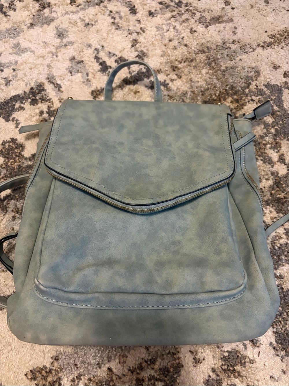 Classic Faux-Leather Backpack - Slate Blue